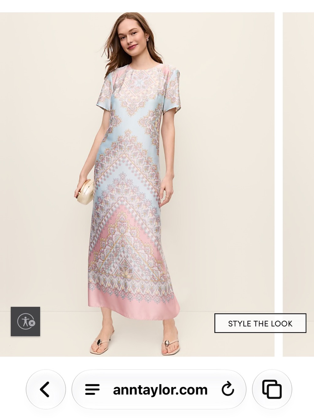 Ann Taylor Paisley Print Maxi Dress - Light Blue & Pink